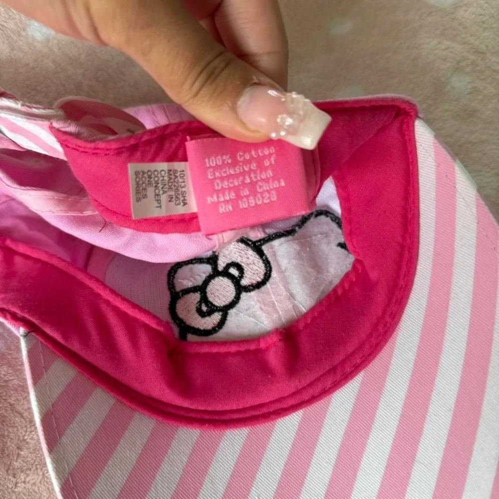 Y2K‎ Pink striped Hello Kitty baseball cap !